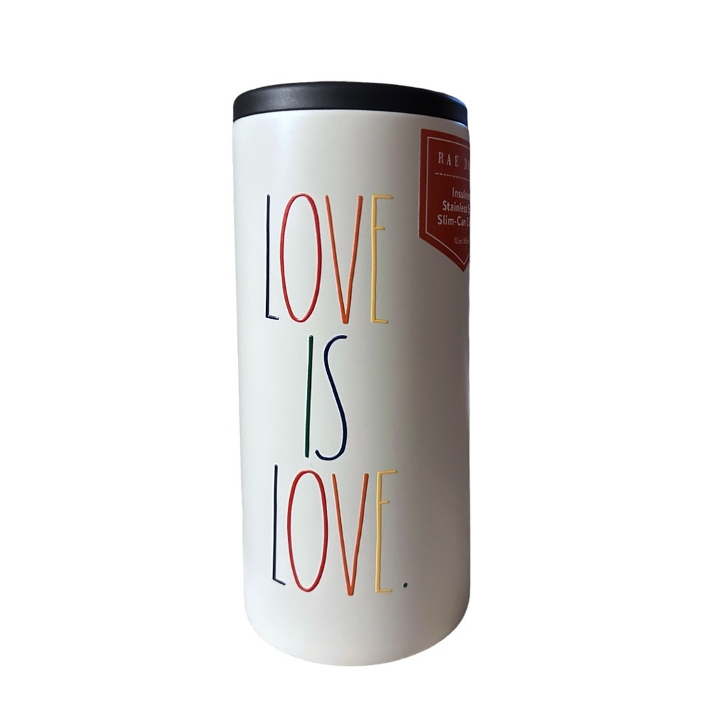 Rae Dunn Love Is Love Rainbow Pride Slim Can Cooler - Picture 1 of 5